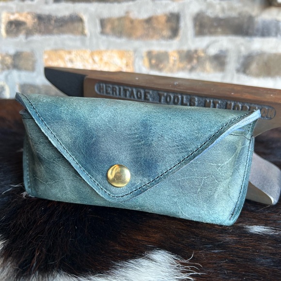 C. F. Stead leather glasses case Blue - Picture 2 of 5